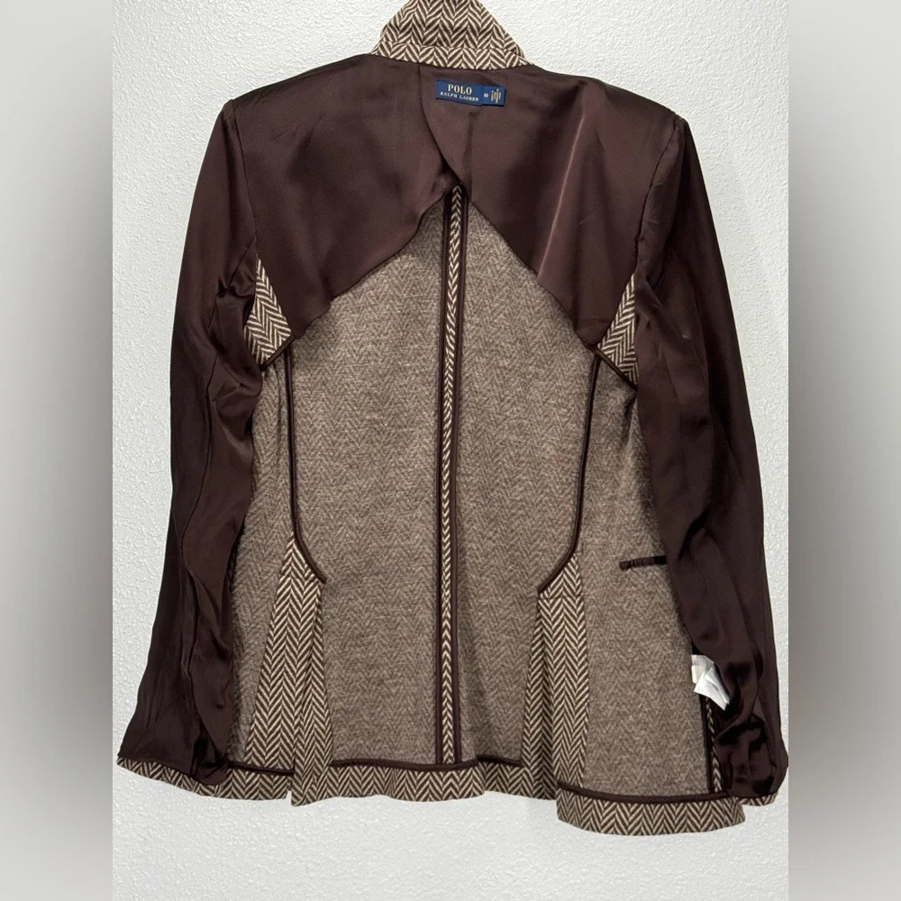 Polo by Ralph Lauren Blue Label Single Breasted Tan Herringbone Blazer 10 - Picture 2 of 15